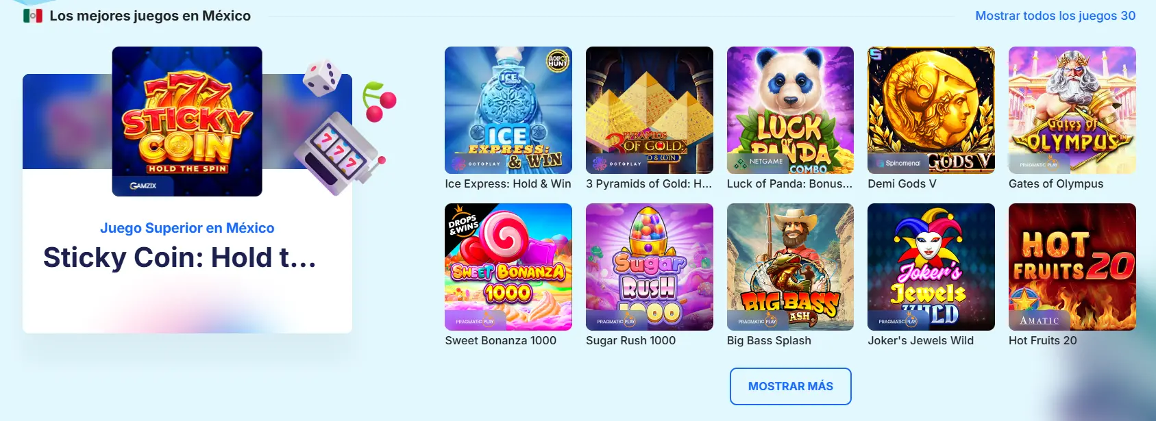 Amplia selección de juegos en Ice Casino
